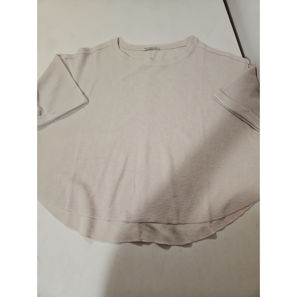 Zenana Outfitters Light Taupe Short Sleeve Waffle Knit Top